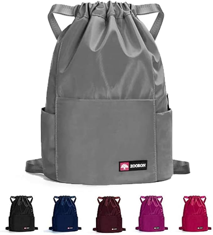 ZOORON Waterproof Drawstring Gym Backpack Bag for Men & Women, Sport Gym Sack Mini Travel Daypack