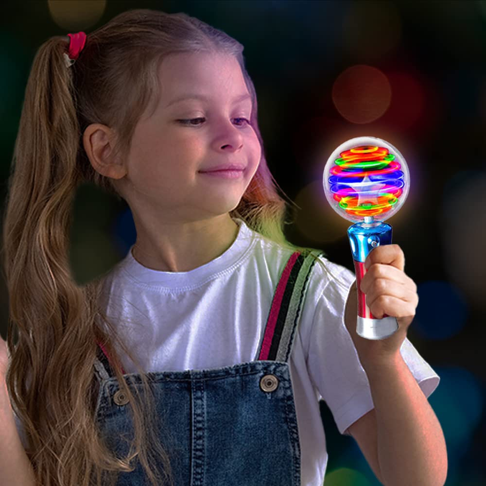 ArtCreativity Light Up Magic Ball Wand & Spinning Light Wand Set – LED Light Spinner Wands for Kids, Includes Flashing Light Up Spinner, Thrilling Colors, and Batteries Included