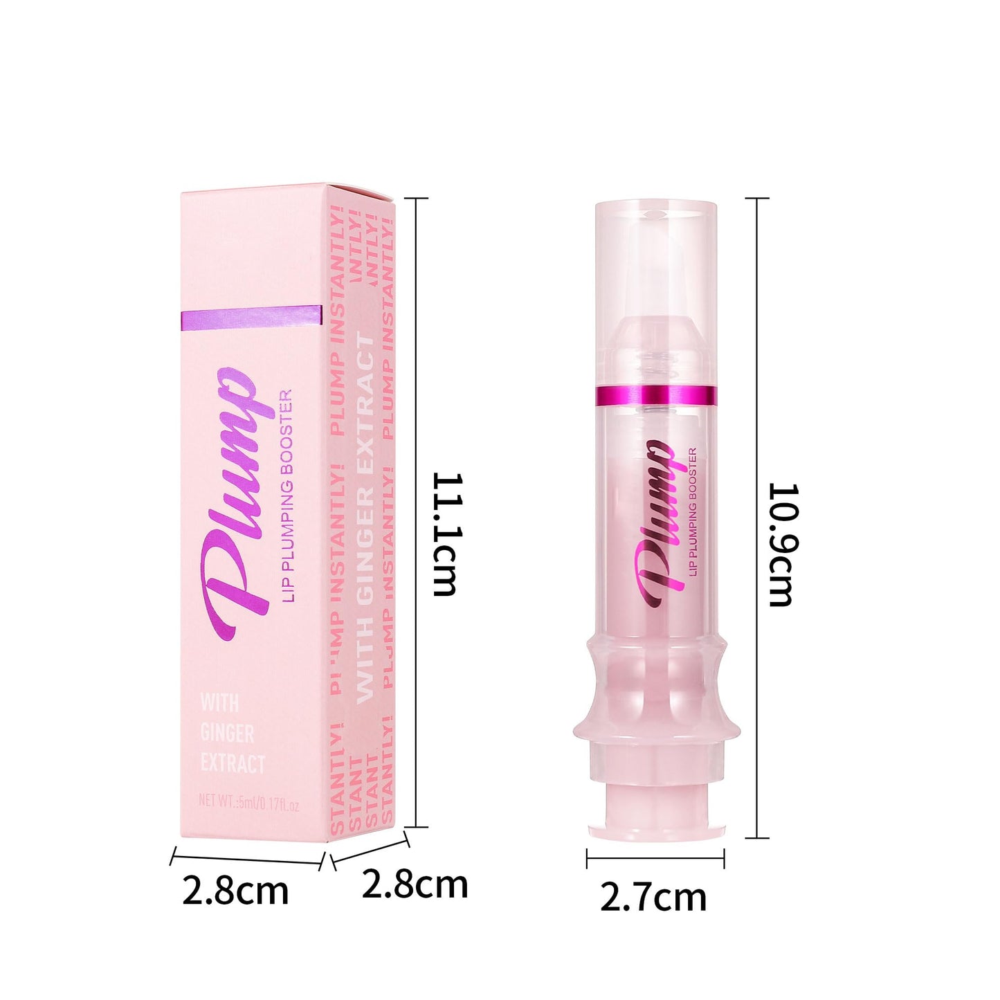 Easilydays Ginger Lip Plumping Booster, Plumping Lip Oil Lipstick with Ginger Extract, Fuller Lips Instantly, Voluminous, Hydrating, High-Shine, Plump & Pout Lip Plumper for Women Girls, #01 Petal