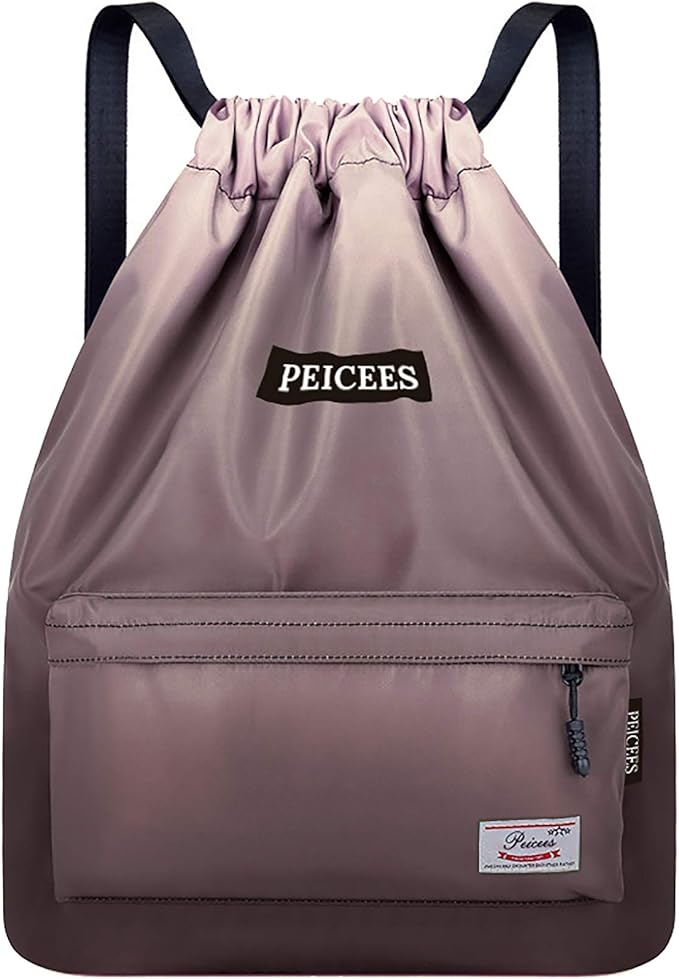 Peicees Waterproof Drawstring Sport Bag Lightweight Sackpack Backpack for Men and Women