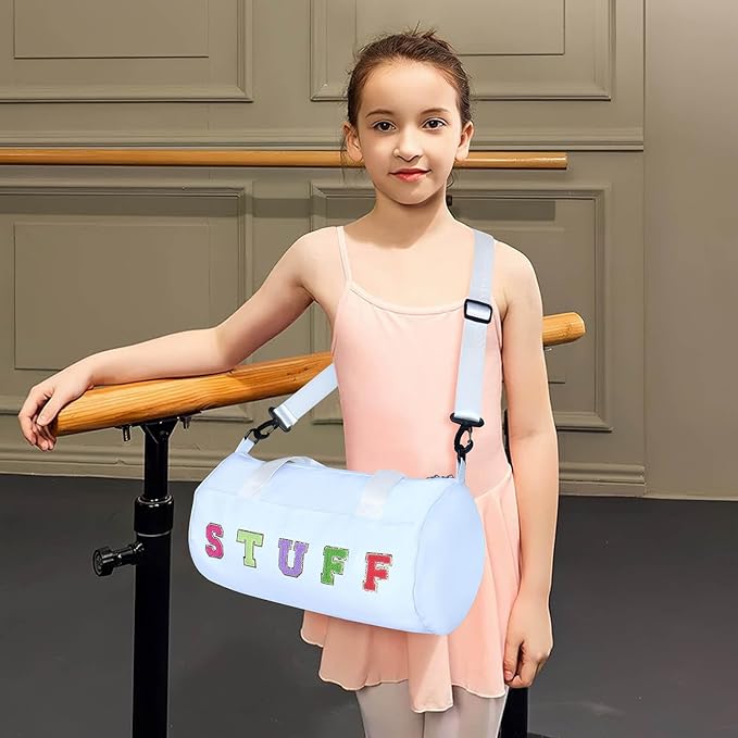 Chenille Letter Stuff Tote Bag 16 Inch, Small Gym Duffle Bag for Travel Dance Sports Workout Camping, Carry On Cheer Ballet Overnight Weekender Bags Birthday Christmas Gifts for Girls Kids Teens Women