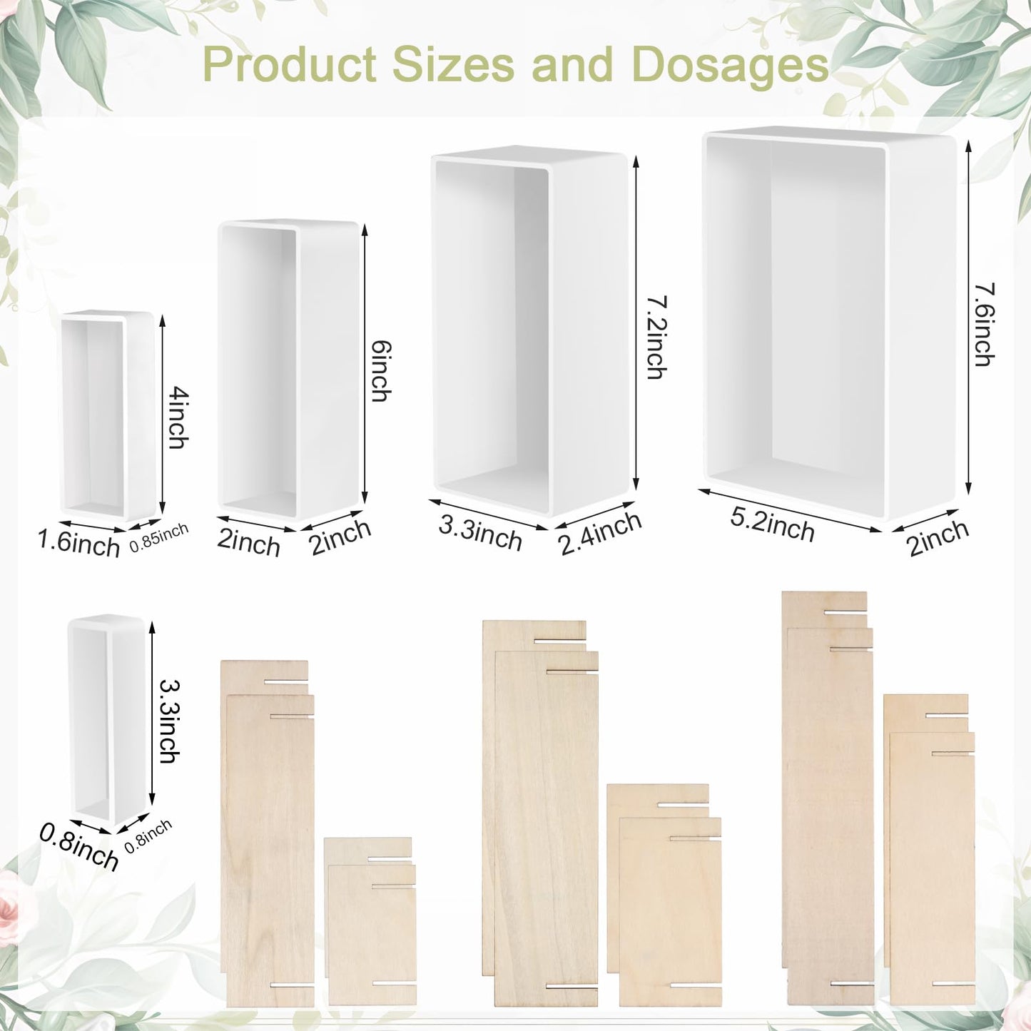 Large Resin Molds, Rectangle Silicone Molds for Epoxy Resin, 5 PCS Cuboid Resin Moulds with Wooden Support, Deep Casting Molds for Preserving Flowers, Insect Specimens, DIY Gifts, Furniture Decoration