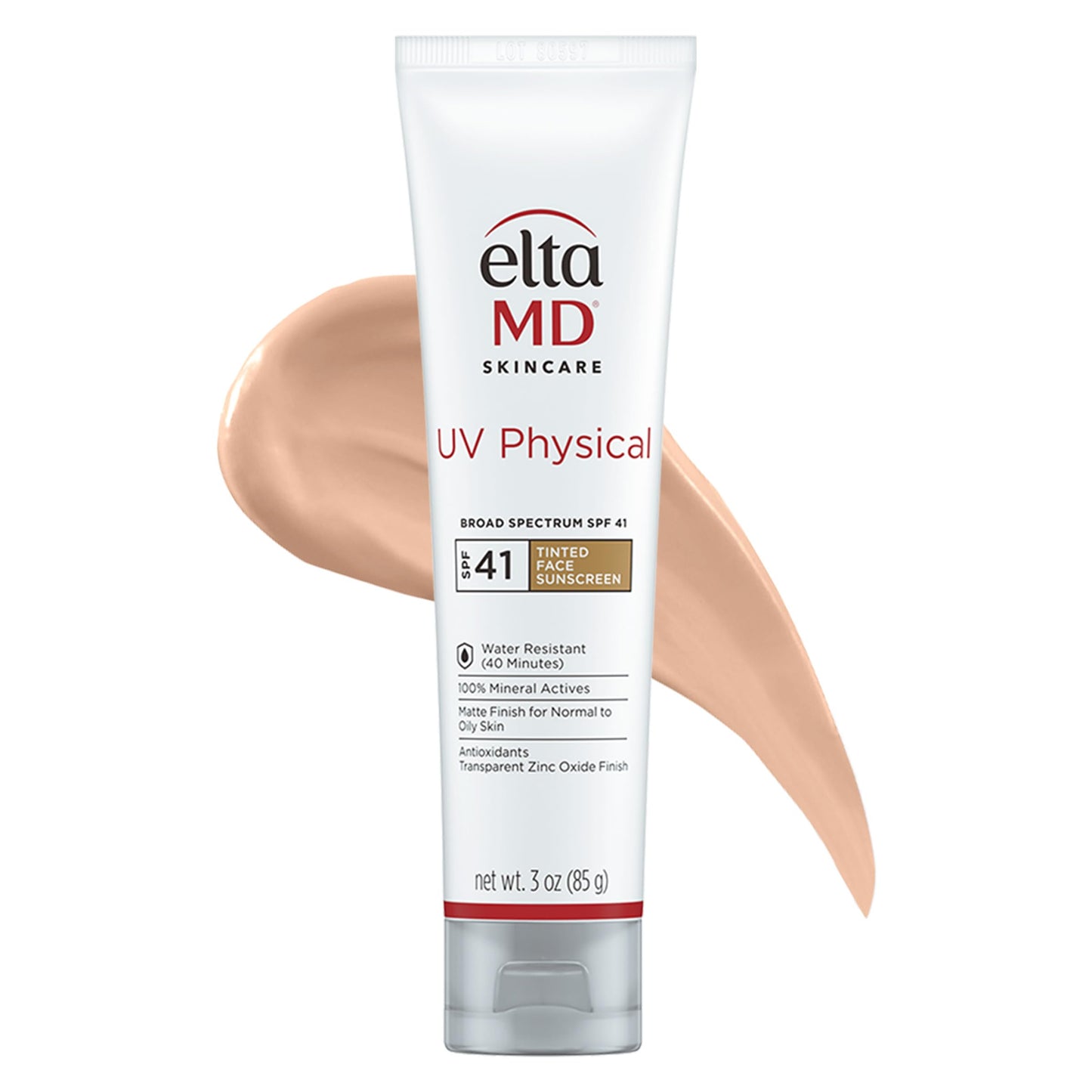 EltaMD UV Physical Tinted Mineral Sunscreen for Face - SPF 41 Tinted Sunscreen for Face, 100% Mineral Actives for Sensitive Skin, 3.0 oz Tube