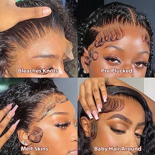 Daphernew Deep Wave Lace Front Wigs Human Hair 13x6 HD Transparent Lace Frontal Wigs Human Hair for Women Glueless Wigs Deep Curly Wigs Human Hair Pre Plucked with Baby Hair 200% Density (20 Inch)