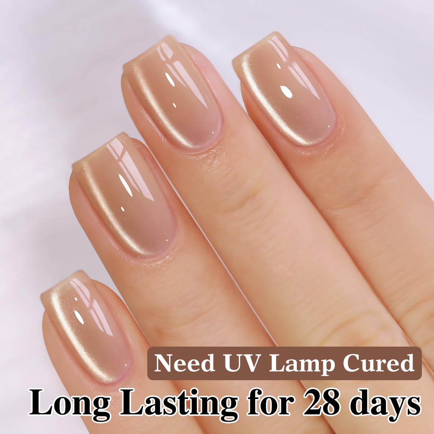 Double Rhythm 15ML Glass Cat Eye Gel Polish with Magnet Same Color Same Bottle Holographic Glitter Shimmer Salon Soak Off Magnetic Nail at Home (Pale Nude-MC1148)