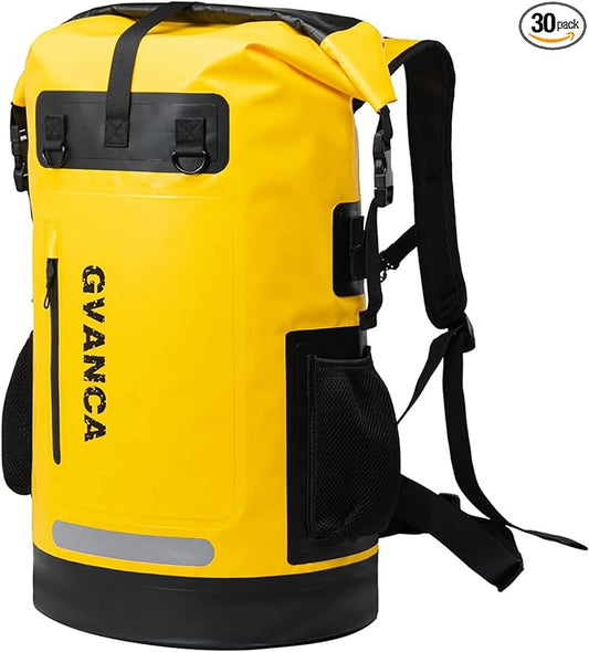 Waterproof Dry Bag Backpack for Kayaking, Roll Top Kayak Dry Backpack, Floating Outdoor Dry Sack Boating Sailing Canoeing Rafting Fishing Camping 35L Yellow