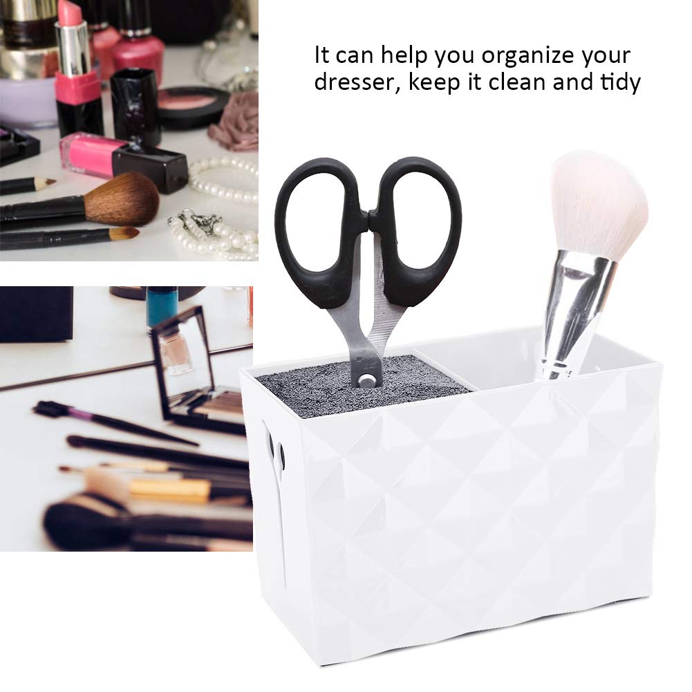 Double Case Professional Salon Stylish Hairdresser Scissor Combs Clips Storage Case Hairdressing Tools Accessories Holder Rack Shears Rack for Pet Groomer (White)