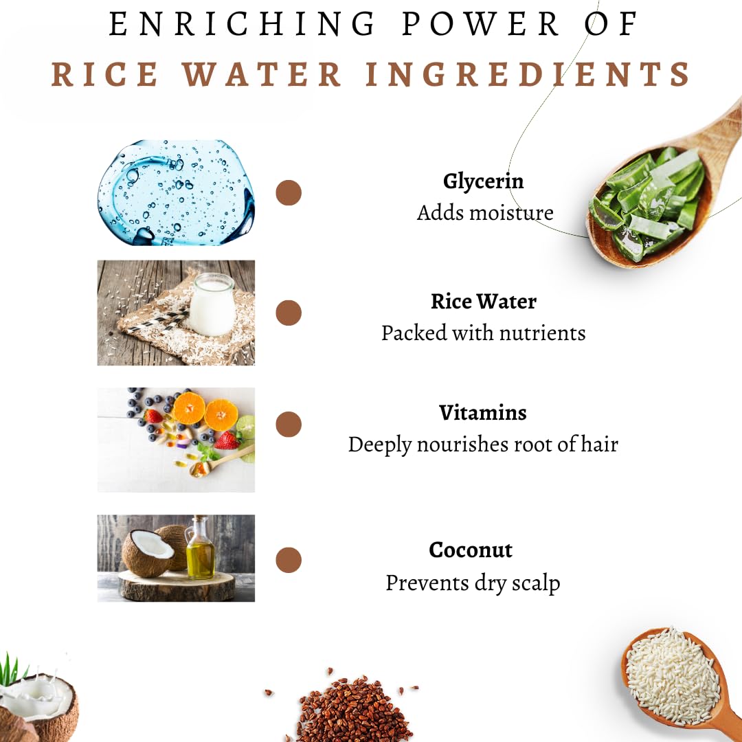 Replenhair Rice Water Coconut Hair Growth Spray - Leave In Conditioner Infused with Coconut Oil Hair & Essential Oil for Hair Growth, Reduces Hair Fall, Dandruff & & Promotes Thicker Hair - 250ml