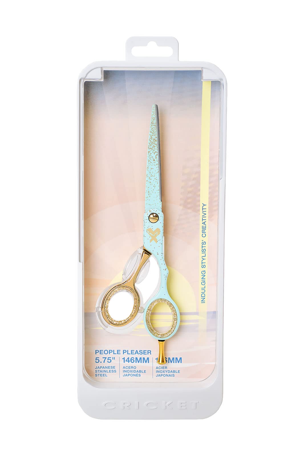 Cricket Shear Xpressions Hustle & Shine 5.75" Professional Hair Cutting Scissors - Barber Scissors, Japanese Stainless Steel for Stylists and Home Use, People Pleaser, Blue