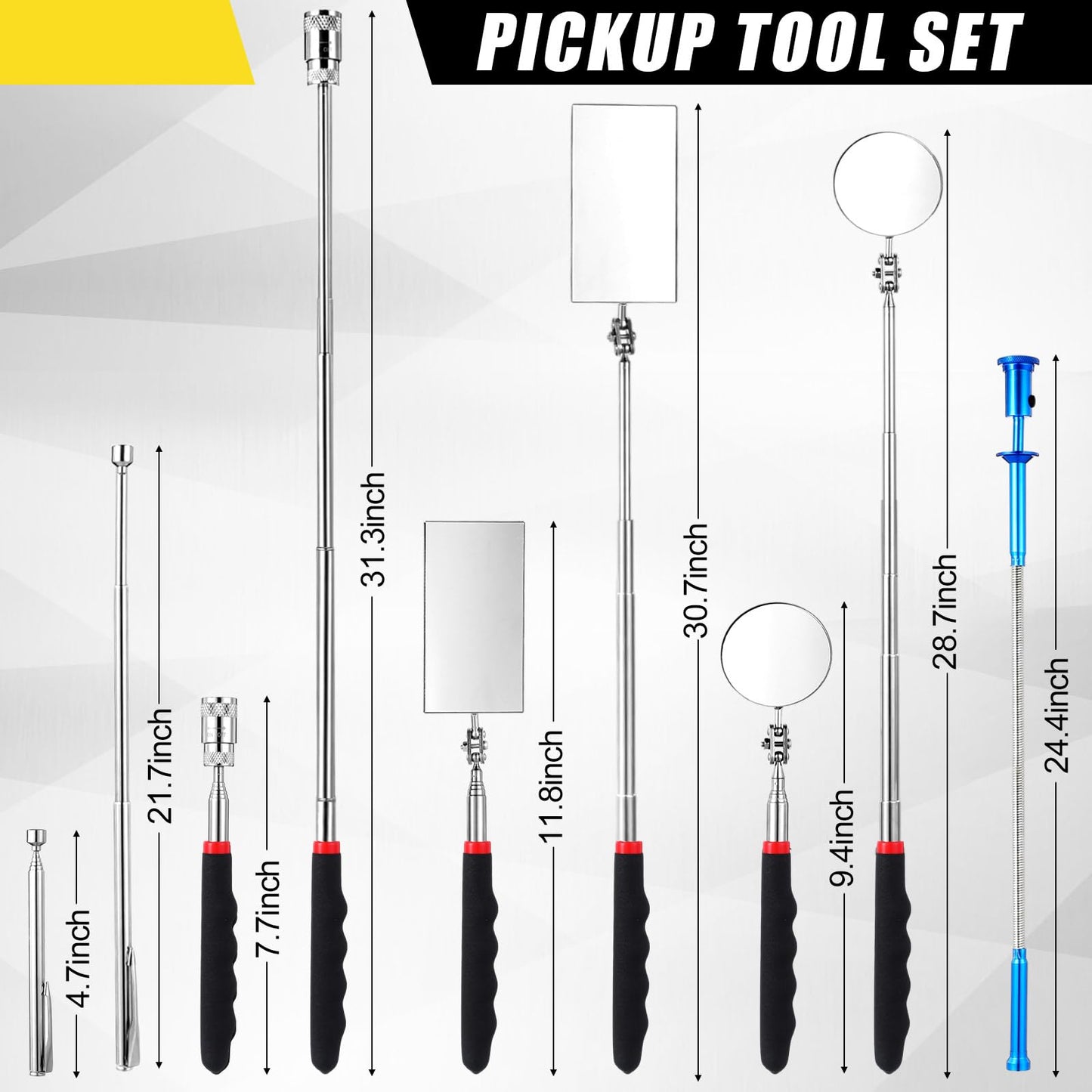 Tandefio Dad Gifts Multifunctional Tool Set Father's Day Gifts for Men Adults Magnetic Pick up Set 7 in 1 Multitool Pen Measuring Tape with Box for Home Bike Fast Repair