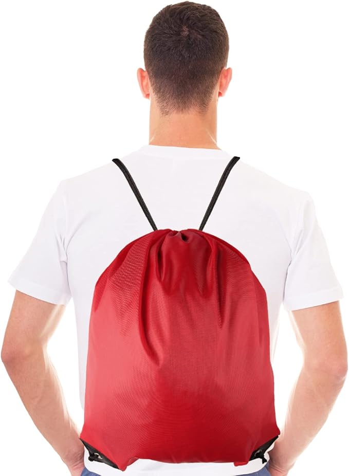 GoodtoU Drawstring Backpack Bulk 48 Pcs Drawstring Bags bulk Red Nylon Draw String Bag for Women Men