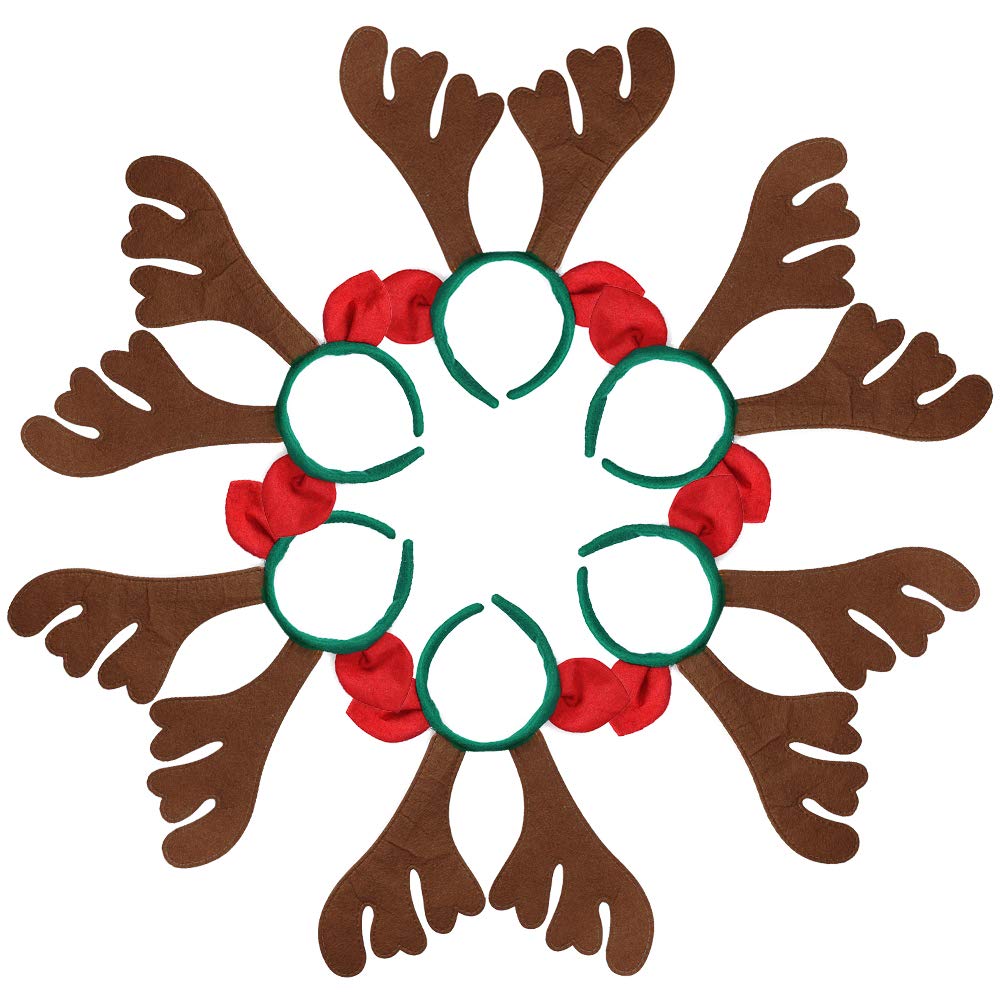 Max Fun 16Pcs Christmas Reindeer Antlers Headband Deer Antler Headbands for Christmas Holiday Photo Booth Props Kid's Party Favors