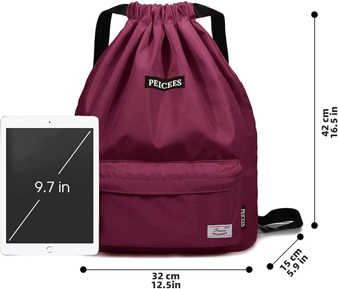 Peicees Waterproof Drawstring Sport Bag Lightweight Sackpack Backpack for Men and Women