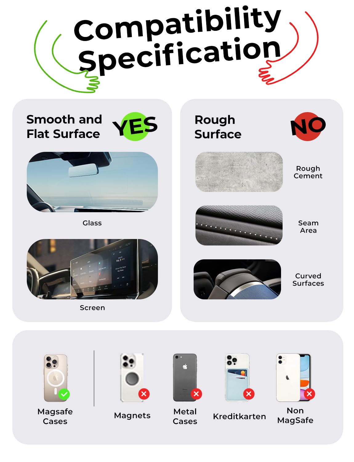 LISEN Suction Cup Phone Mount, Vacuum Magnetic Phone Holder, 360° Adjustable for MagSafe Car Holder Foldable Suction Phone Mount for Car, for Garmin GPS/Mirror/Smooth Surface, for iPhone 16 Pro Max 15