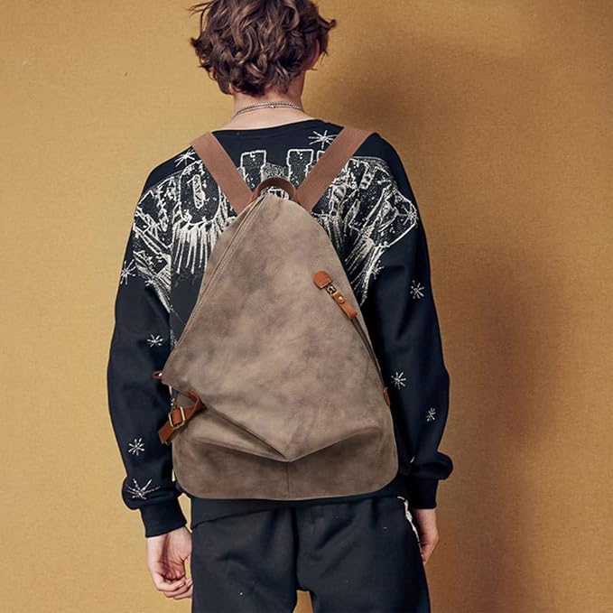 KL928 PU Leather Vintage Backpack – Large Casual Daypack Outdoor Travel Rucksack Hiking Backpacks for Men Women