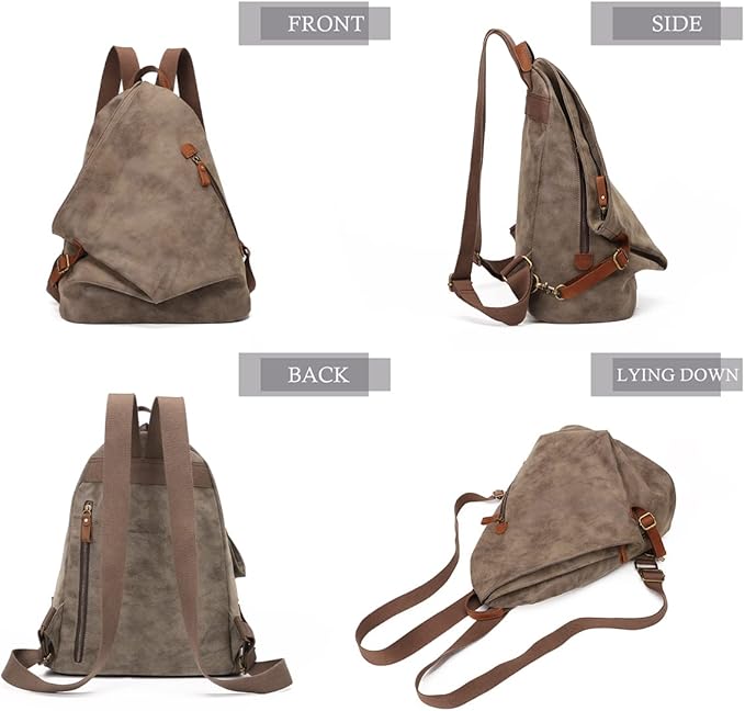 KL928 PU Leather Vintage Backpack – Large Casual Daypack Outdoor Travel Rucksack Hiking Backpacks for Men Women