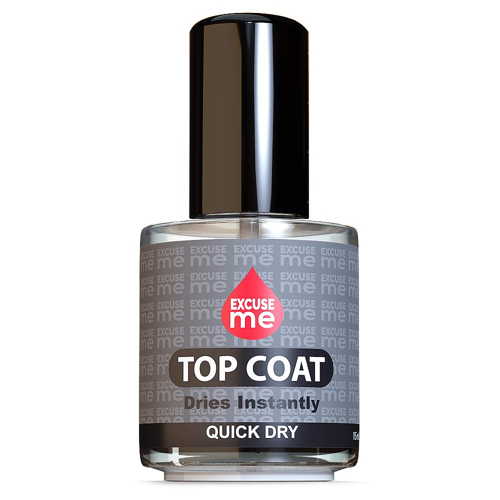 EXCUSE ME Quick Dry Fast Drying Super Shiny Nail Polish Top Coat 0.5 oz 15ml