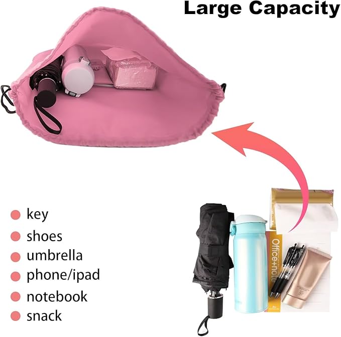 GoodtoU Drawstring Backpacks with Reflective Strip, Bulk Bags for Sport, Travel, Team (128Pcs, Pink)