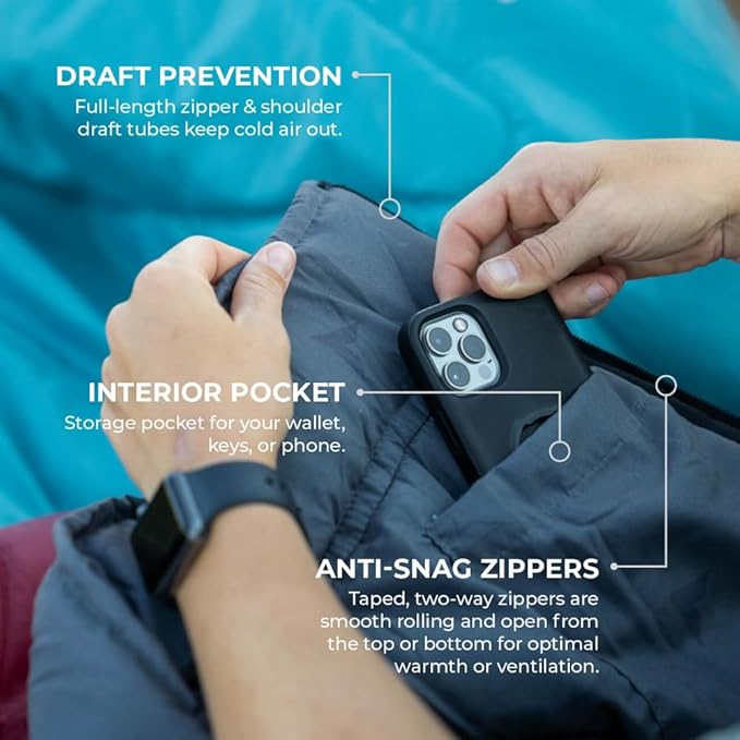 Teton Celsius Regular, -25F, 20F, 0F Degree Sleeping Bags, All Weather Bag for Adults and Kids, Camping Made Easy and Warm, Travel Sack Included