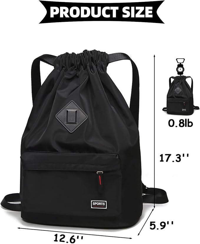 Peicees Waterproof Drawstring Sport Bag Lightweight Sackpack Backpack for Men and Women