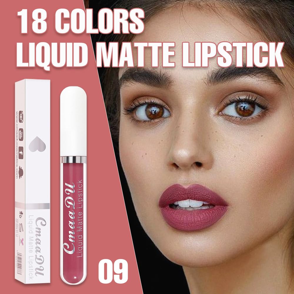 evpct 1Pcs Mauve Liquid Matte Lipstick Lipgloss Set for Women, labiales mate 24 horas originales matte larga duracion 24 Hour Lipstick Lip Stains Long Lasting Waterproof 24, 09#