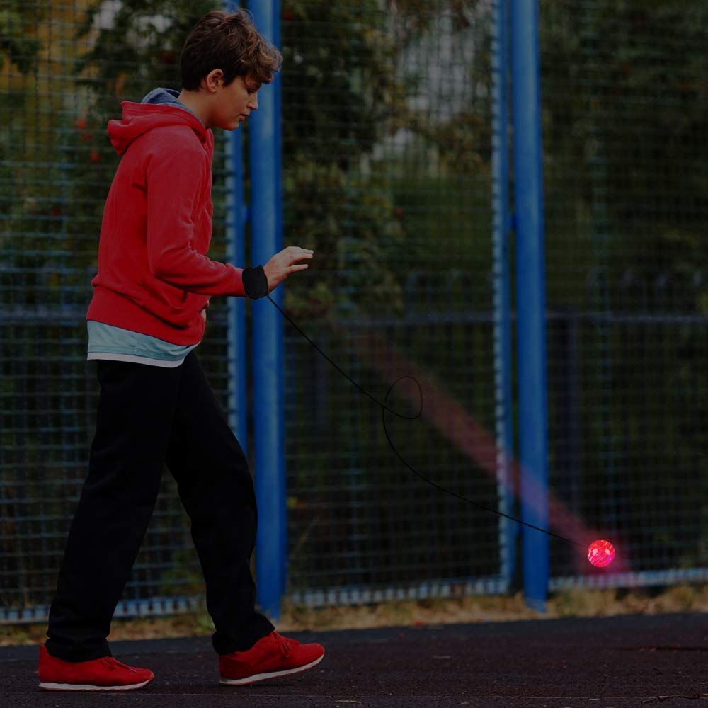 ArtCreativity Light Up Orbit Wrist Balls, Set of 4, Light up Balls with Flashing Lights and Elastic String, Orbit Ball Toy Glow in the Dark, Glow Toys Easter Party Favors for Kids Ages 3+