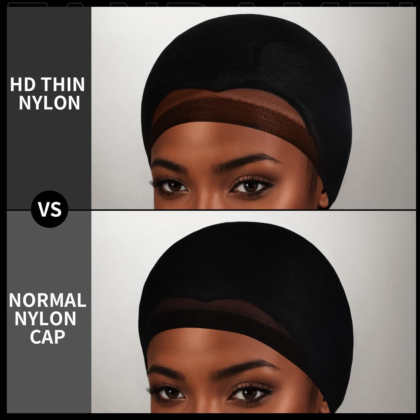 Fandamei HD Wig Caps Super Thin, 4PCS Ultra Thin Wig Caps Black, Nylon Wig Cap for Women Stretchy, Natural Transparent HD Wig Caps for Lace Front Wigs. Summer Wear Comfortable Wig Cap(Black)