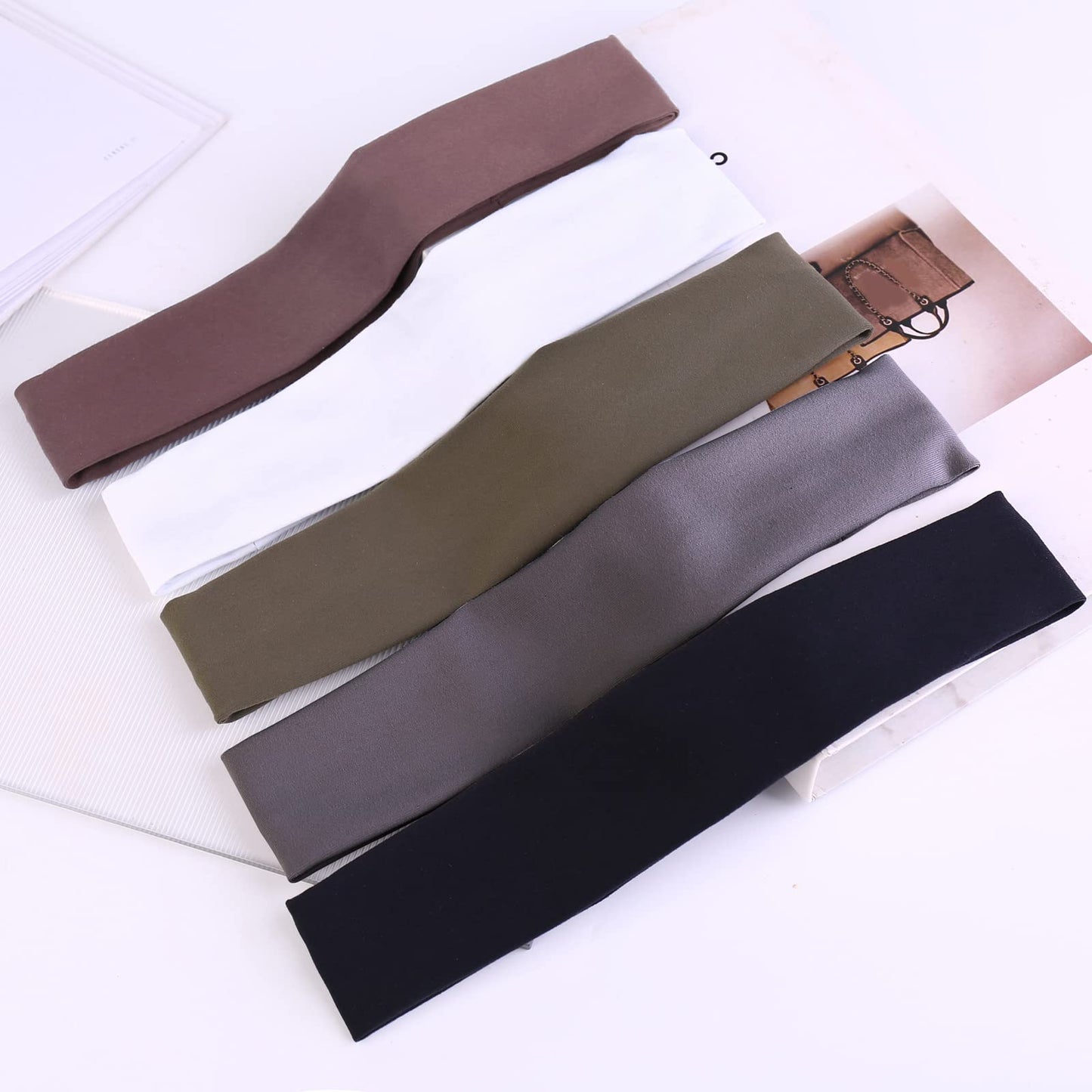 Pilamor Sports Headbands for Men (5 Pack),Moisture Wicking Workout Headband, Sweatband Headbands for Running,Cycling,Football,Yoga,Hairband for Women and Men (White, Brown, Dark Gray, Black, Green)