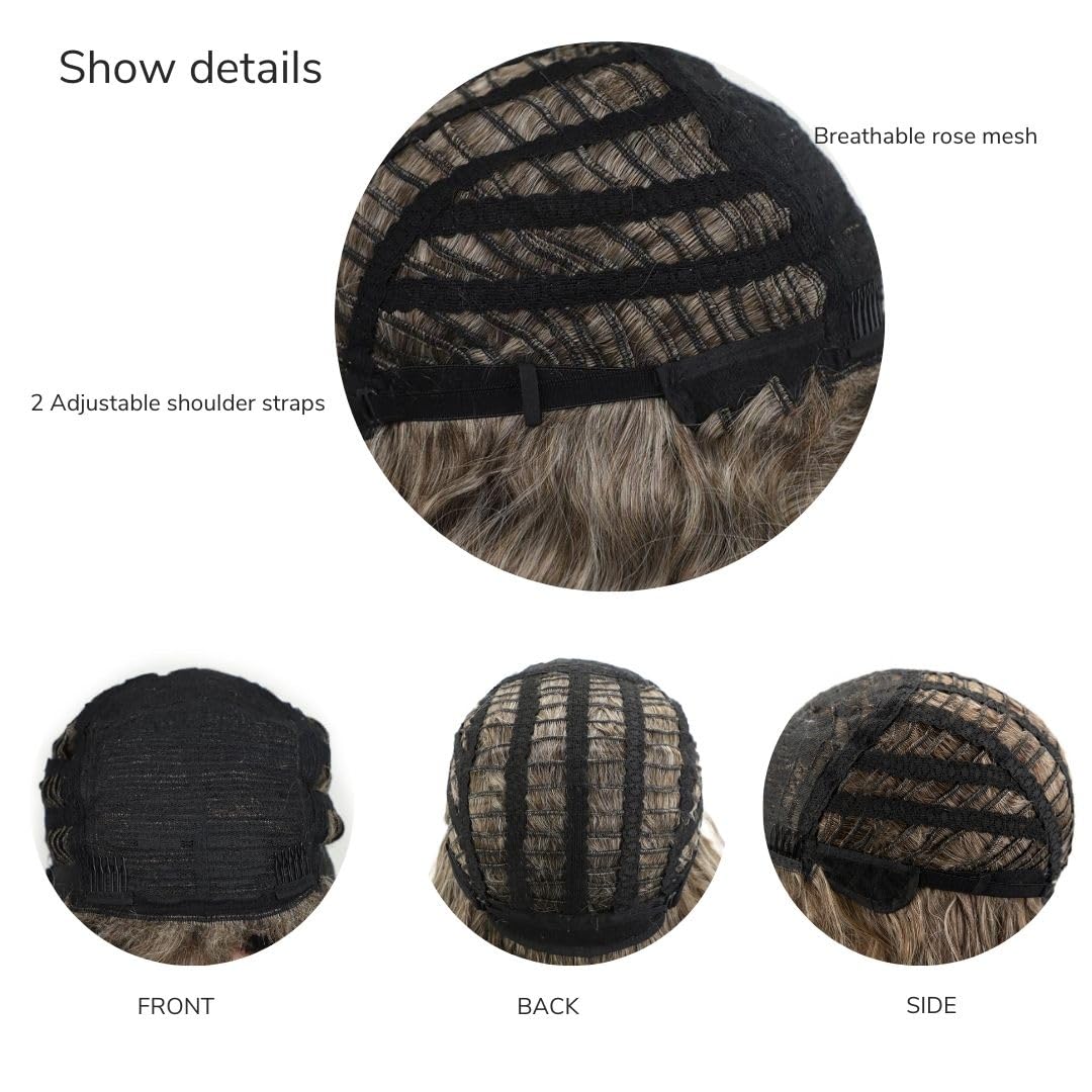 Fencca Ash Blonde Long Curly Wigs for Women Ombre Color Heat Synthetic Curly Wig Mix Blonde Curly Wavy Wig Layered Natural Daily Party Wig