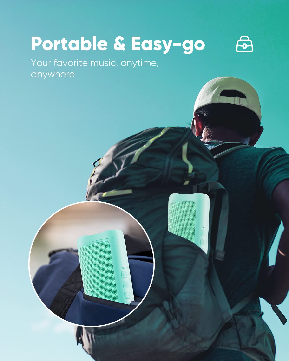 Bluetooth Speaker with HD Sound, Portable Wireless, IPX5 Waterproof, Up to 20H Playtime, TWS Pairing, BT5.3, for Home/Party/Outdoor/Beach, Stocking Stuffers, White Elephant Gifts for Adults (Teal)