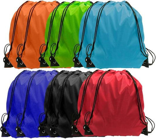 GoodtoU Drawsting Bags Backpack Bulk Cinch Bag Draw String Sport Bag 6 Color (12 pcs, 6 Color)
