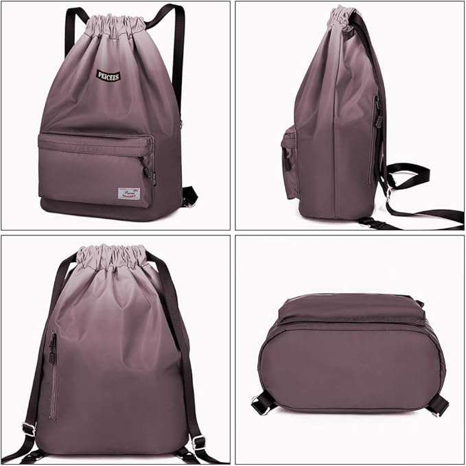 Peicees Waterproof Drawstring Sport Bag Lightweight Sackpack Backpack for Men and Women
