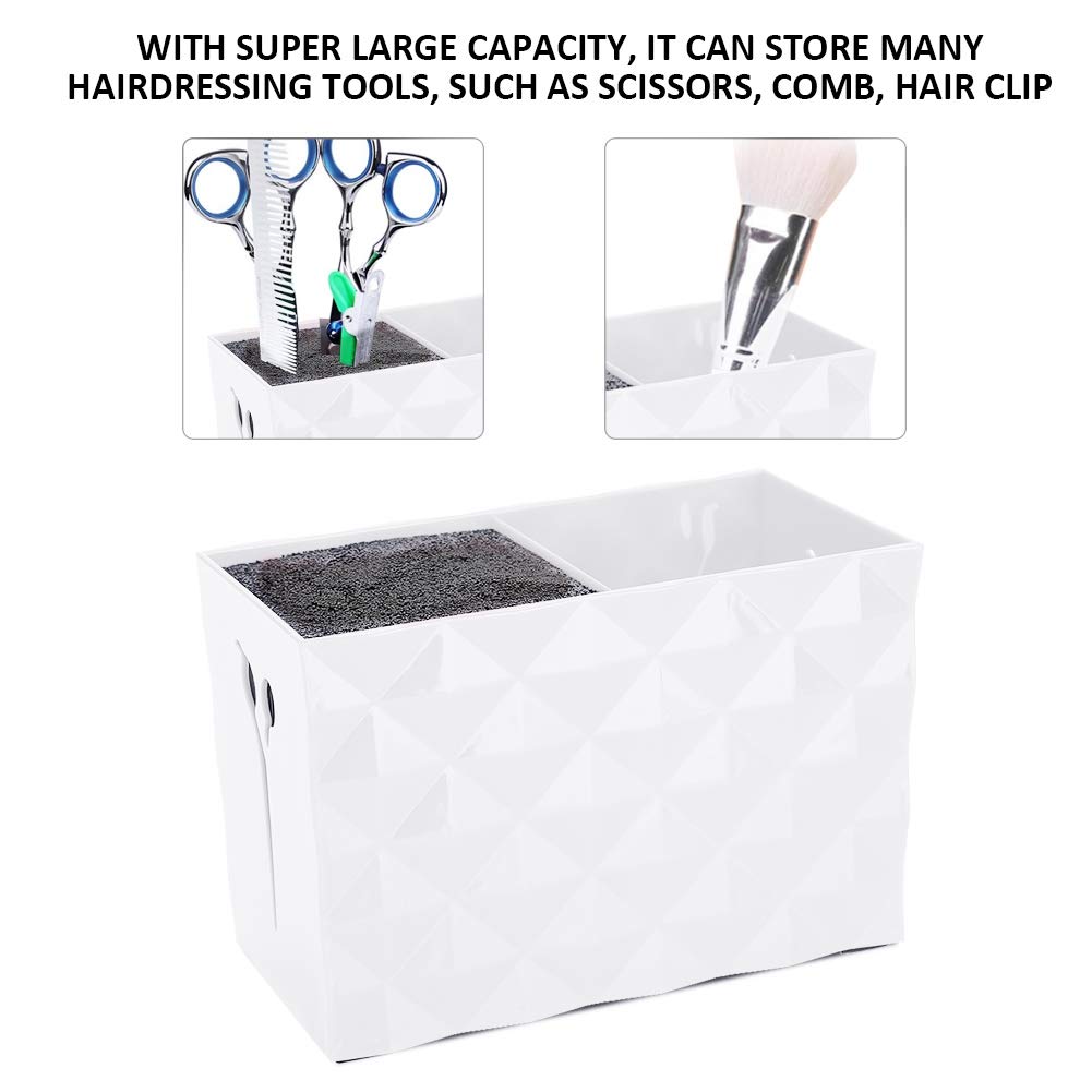 Double Case Professional Salon Stylish Hairdresser Scissor Combs Clips Storage Case Hairdressing Tools Accessories Holder Rack Shears Rack for Pet Groomer (White)