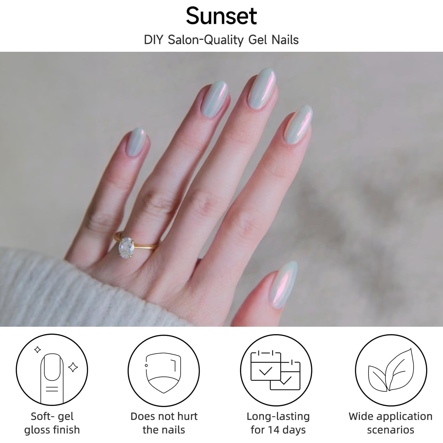 DUKASOU Semi Cured Gel Nail Strips, Sunset | 28 pcs Gel Nail Strips Work with Any UV Lamp, Salon Quality UV Gel Nail Stickers, Easy to Apply for Home Nails DIY