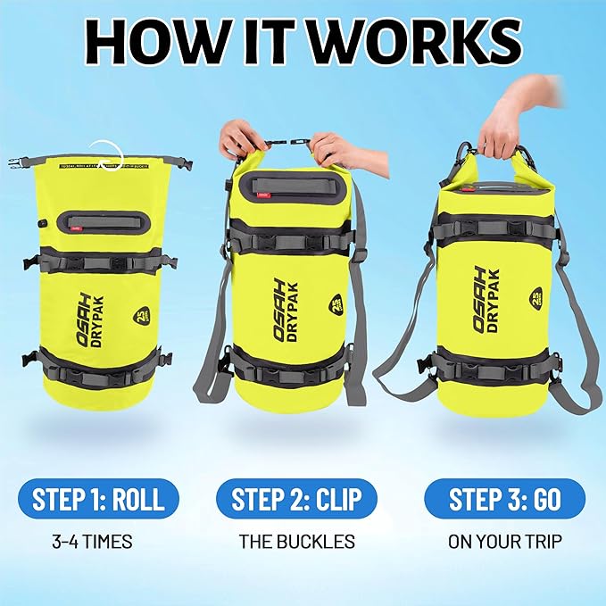 Waterproof Dry Bag - Motorcycle Luggage Tail Bag with Straps for Back Seat, Roll Top Lightweight Waterproof Backpack Sack for Travel, Swimming, Boating, Kayaking, Camping and Beach