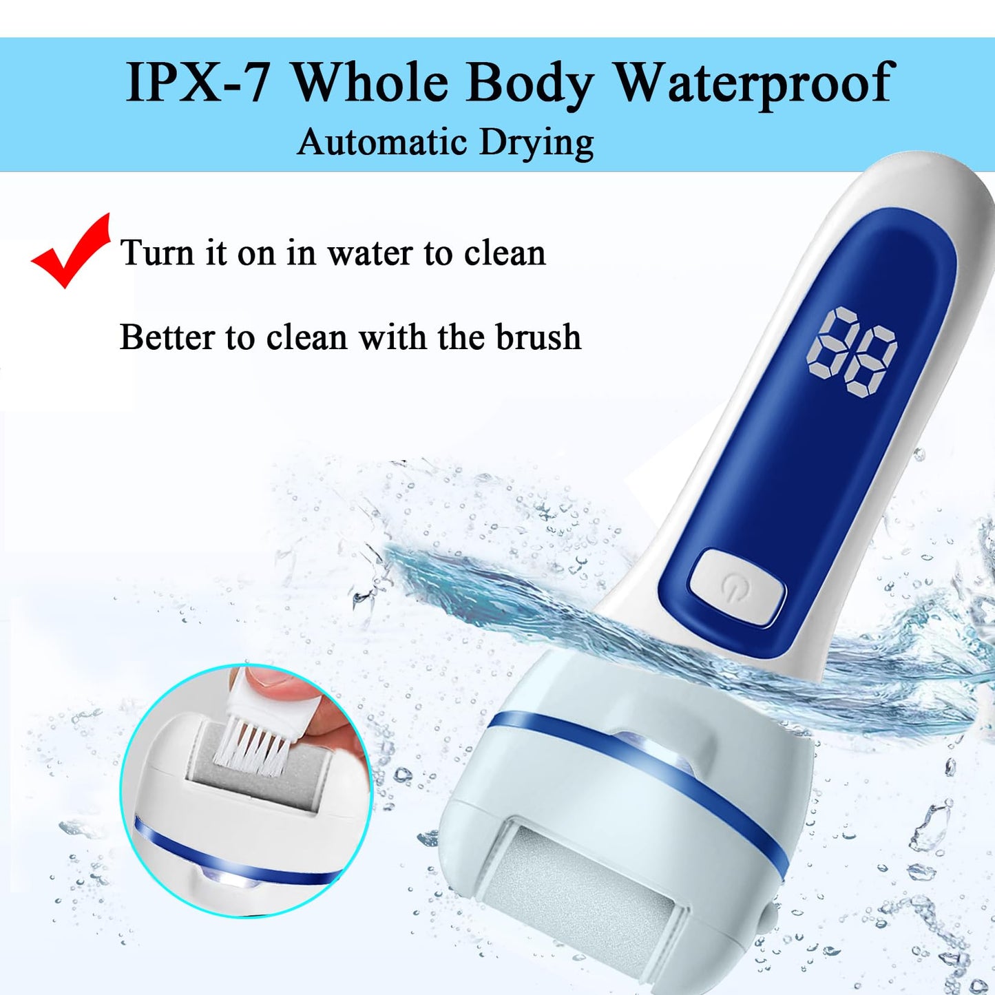 Electric Feet File Callus Remover for Feet, 13-in-1 Professional Pedicure Tools Foot Care Kit, Foot Scrubber Pedi for Hard Cracked Dry Dead Skin, 3 Rollers, 2 Speed, Battery Display