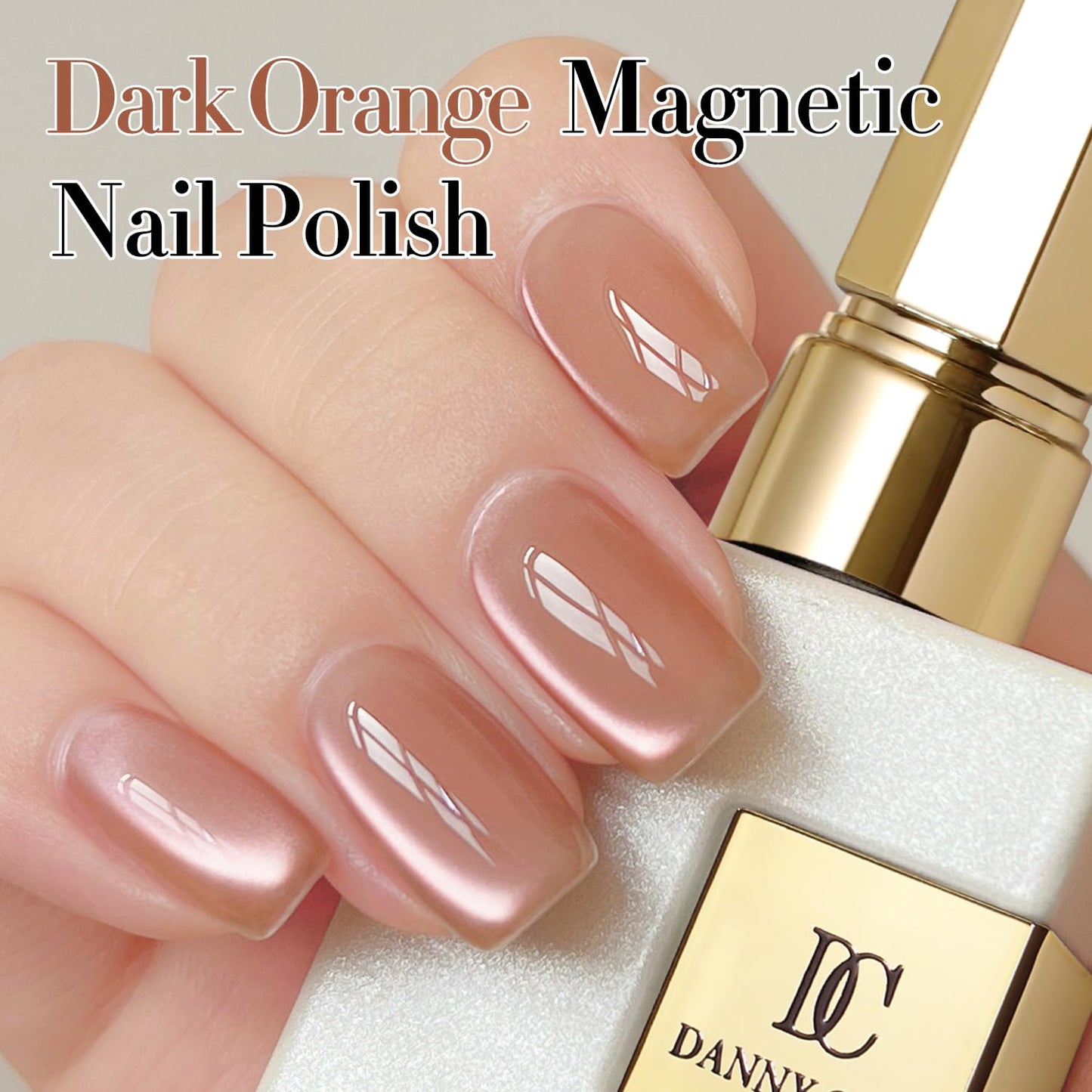 Double Rhythm 15ML Ice Glass Cat Eye Gel Polish with Magnet Holographic Glitter Shimmer Translucent Sheer Color Salon Soak Off Magnetic Nail at Home (Dark Orange-MC1127)