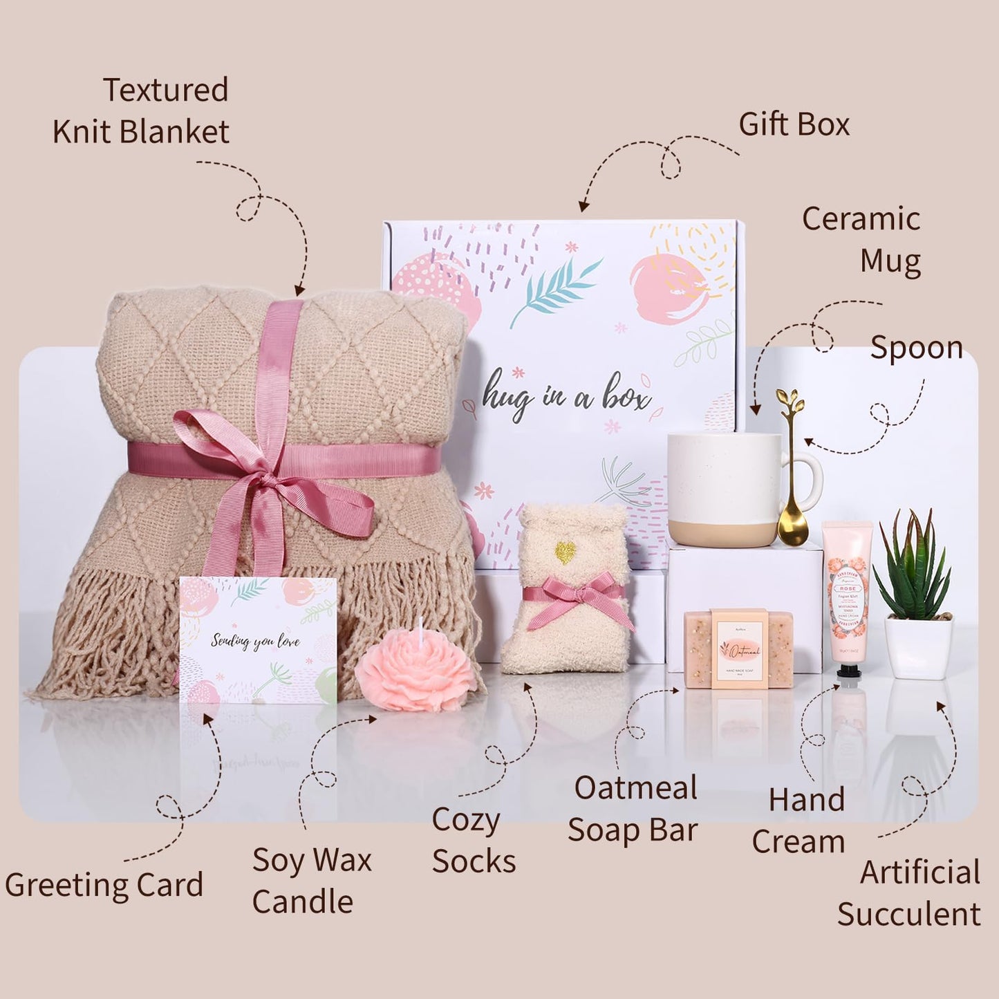 APRBOX Self Care Gifts for Women Get Well Soon Gifts Basket Christmas Gifts Birthday Gifts for Women Care Package Spa Gifts Relaxation Gifts with Blanket Gifts for Mom Her Sister Friend Sympathy Gifts