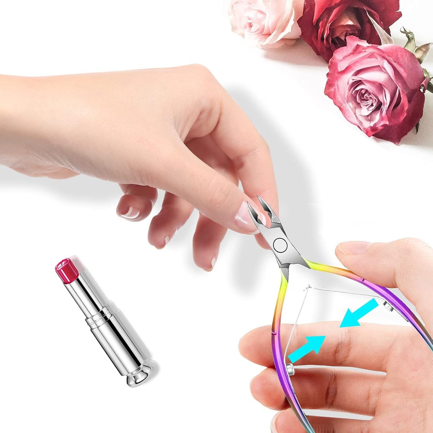 Cuticle Trimmer with Cuticle Pusher, Cuticle Remover Cuticle Scissors Manicure Tools, Professional Stainless Steel Cuticle Cutter, Dead Skin Remover Nail Tools for Fingernails and Toenails