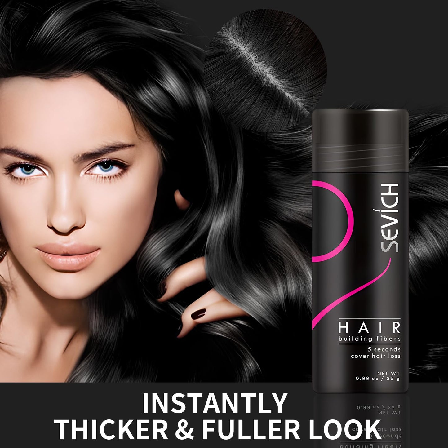 SEVICH Hair Fibers for Thinning Hair, Hair Building Fibers Instantly Thicker & Fuller Look,Hair Powder for Men & Women 25g Blonde