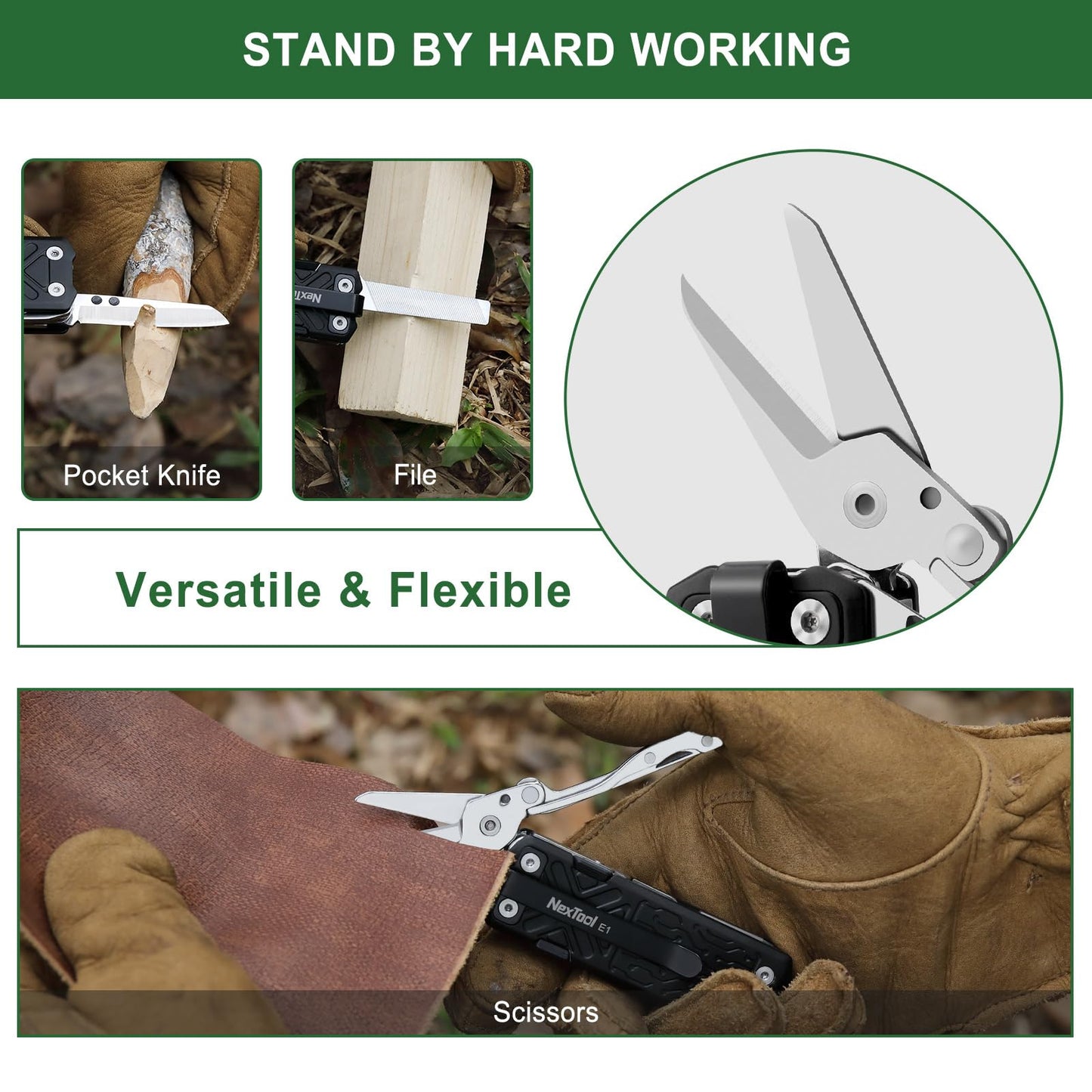 NexTool Pocket Tool E1, Pocket Knife Multi-Tool with Replaceable Folding Utility Knife, Dual Head Screwdriver and Scissors, Mini Multitool for EDC Carry, Engraving, Cutting and Repair, Small Multitool