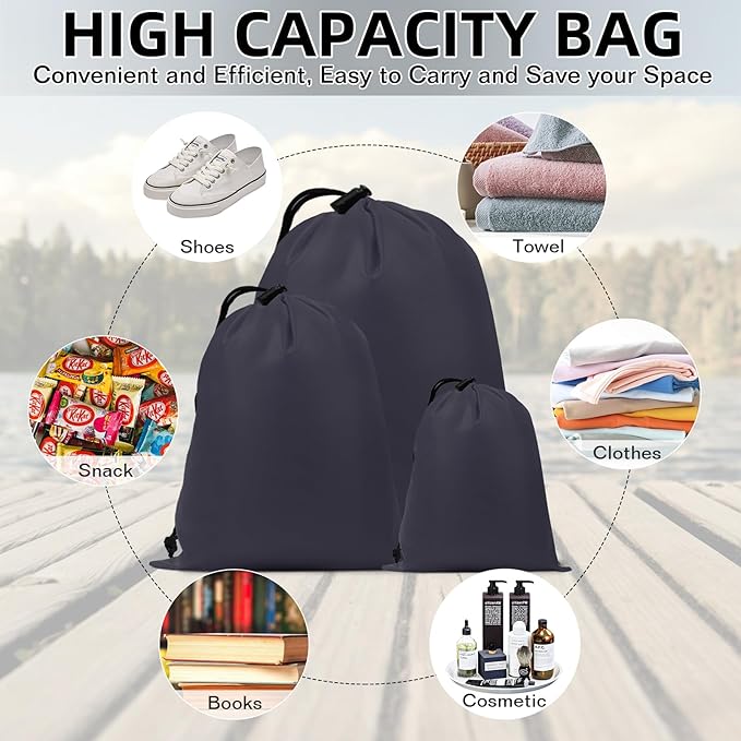 iMucci Upgrade Waterproof Drawstring Bag Sack Nylon Bag Ditty Bag for Gym Traveling, Hiking, Yoga, Shopping