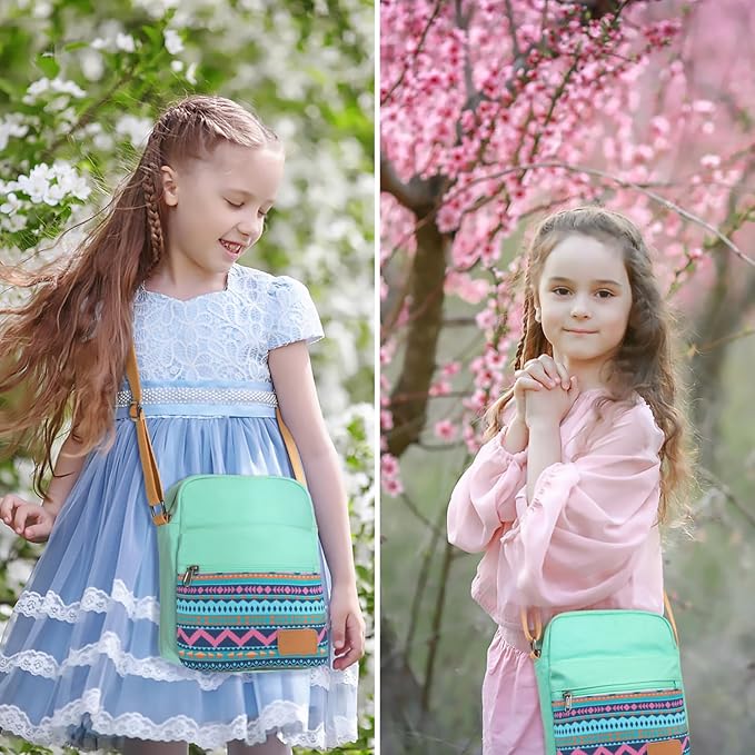Leaper Girls Crossbody Purses for Kids 2 PCS Cross Body Bag Women Messenger Bag Girls Canvas Bag Cross Body Purse Set