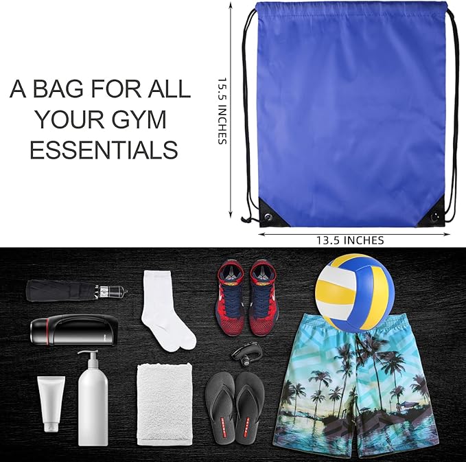 GoodtoU Drawstring Backpack Bulk Drawstring Bags 48 Pcs Blue Draw String Back Sack for Gym Travel