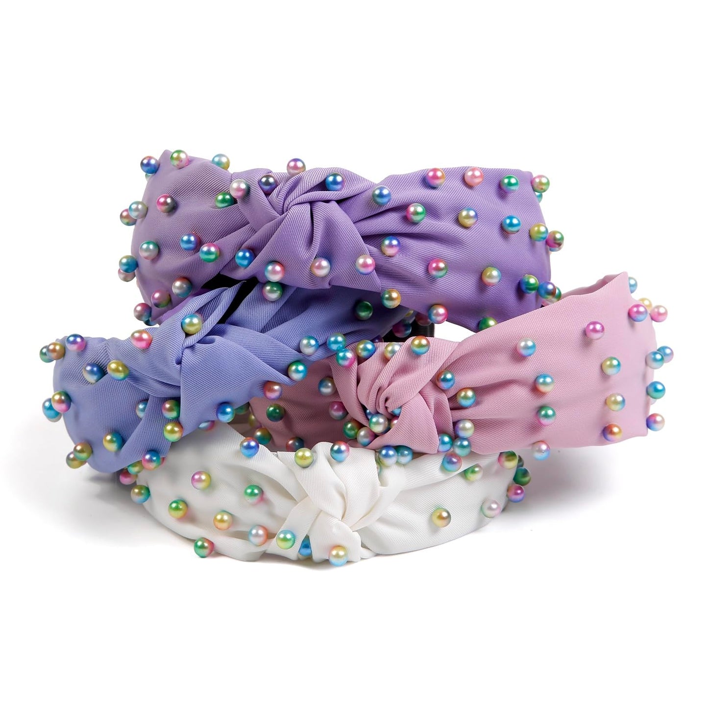 Easter Headbands for Women Girls - 4PCS Knotted Headbands for Women Trendy - Top Knot Pearl Head Band for Women’s Hair - Fashion Headband Wide Hair Bands Accessories