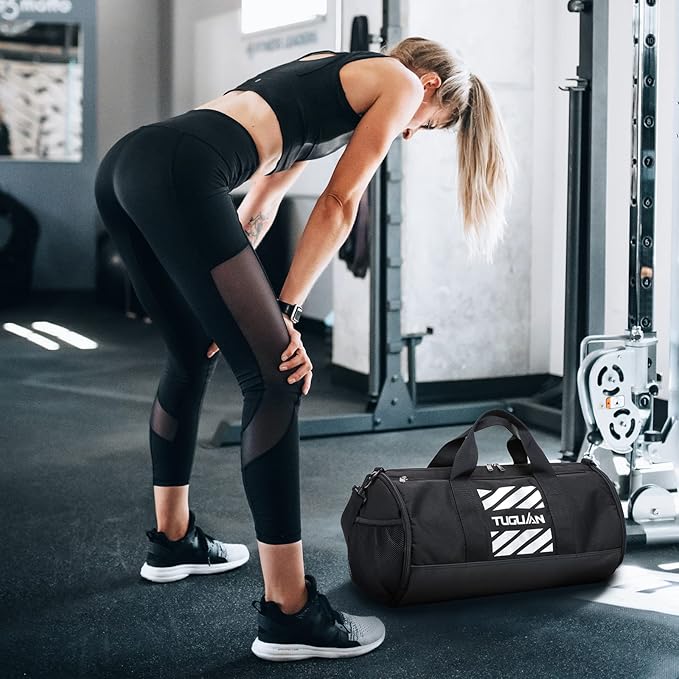 TUGUAN Gym Bag for Men Women with Wet Pocket & Shoe Compartment Travel Duffle Bag Man Sport Basketball Football Bag Weekend Overnight Duffel Bag Gym Tote bag 40L, Black