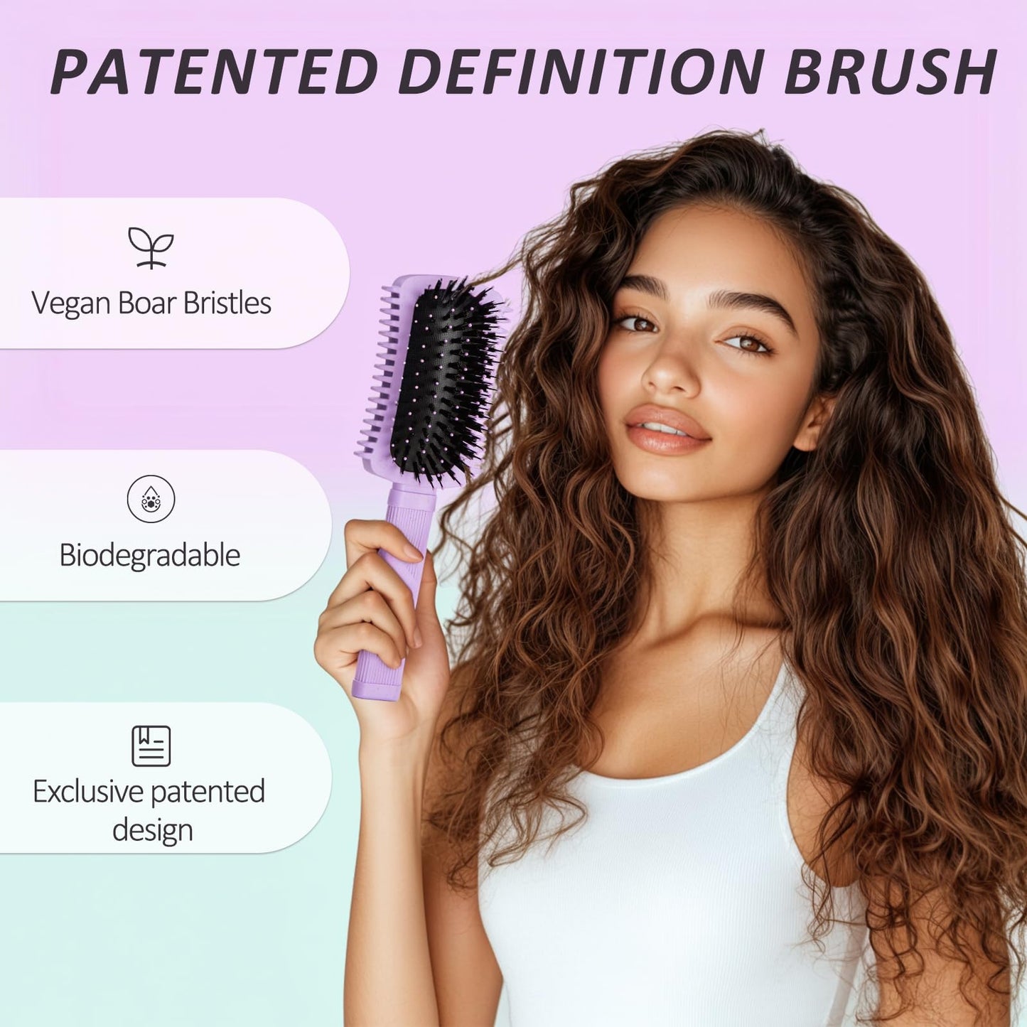 Curly Hair Brush 2 Pack, Volume Curl Defining Brush for Effortlessly Detangling Shaping and Styling Women's Curls, Reduce Pulling (Green+Purple)