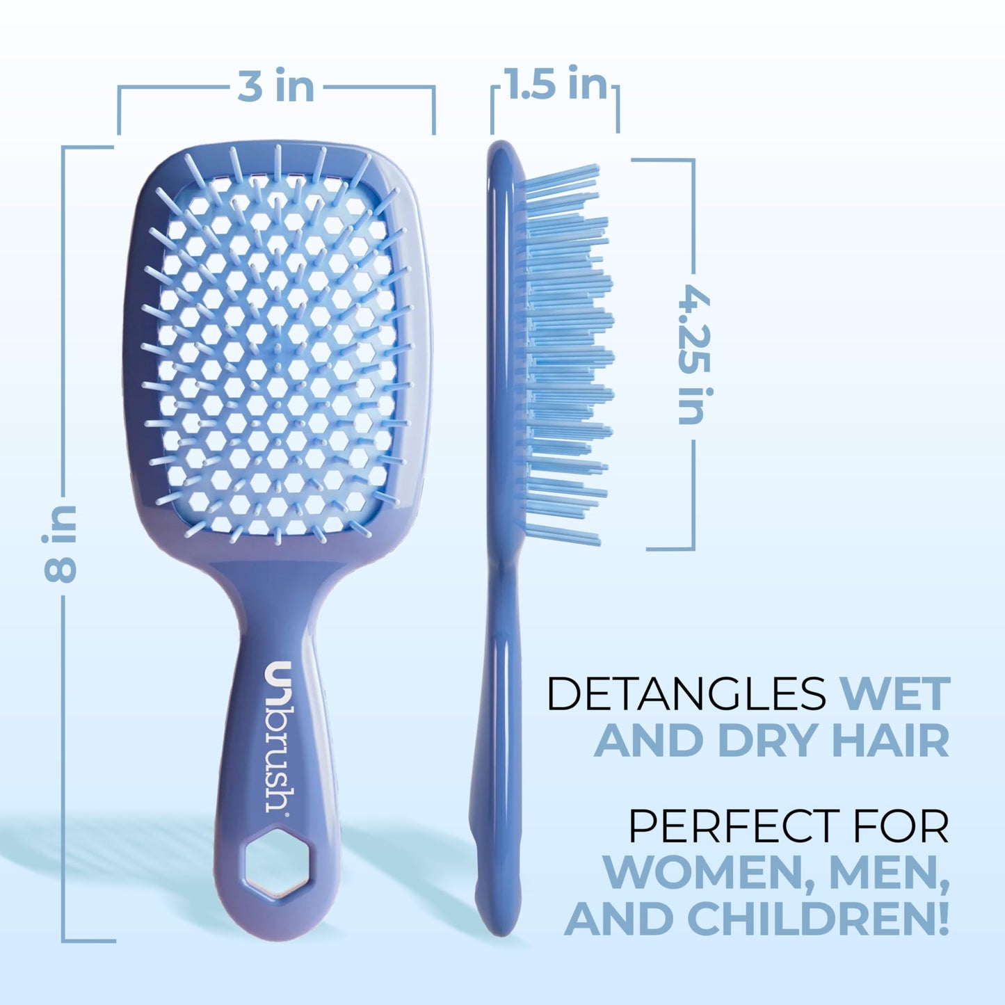 FHI Heat UNbrush Detangling Brush for Pain-Free Brushing on All Wet or Dry Hair Types — Durable DuoFlex Anti-Static Bristles, Lightweight Handle, Vented Hair Brush, Iris Dark Blue