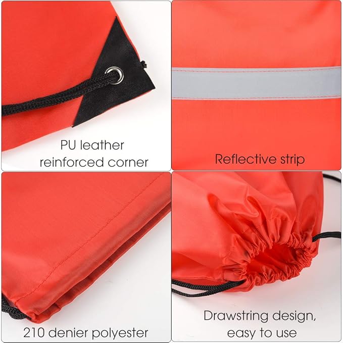 KUUQA 15 Pack Drawstring Backpack Bag Bulk Reflective Backpack String Bags Cinch Sack Backpack for Team Yoga Sport Gym Traveling