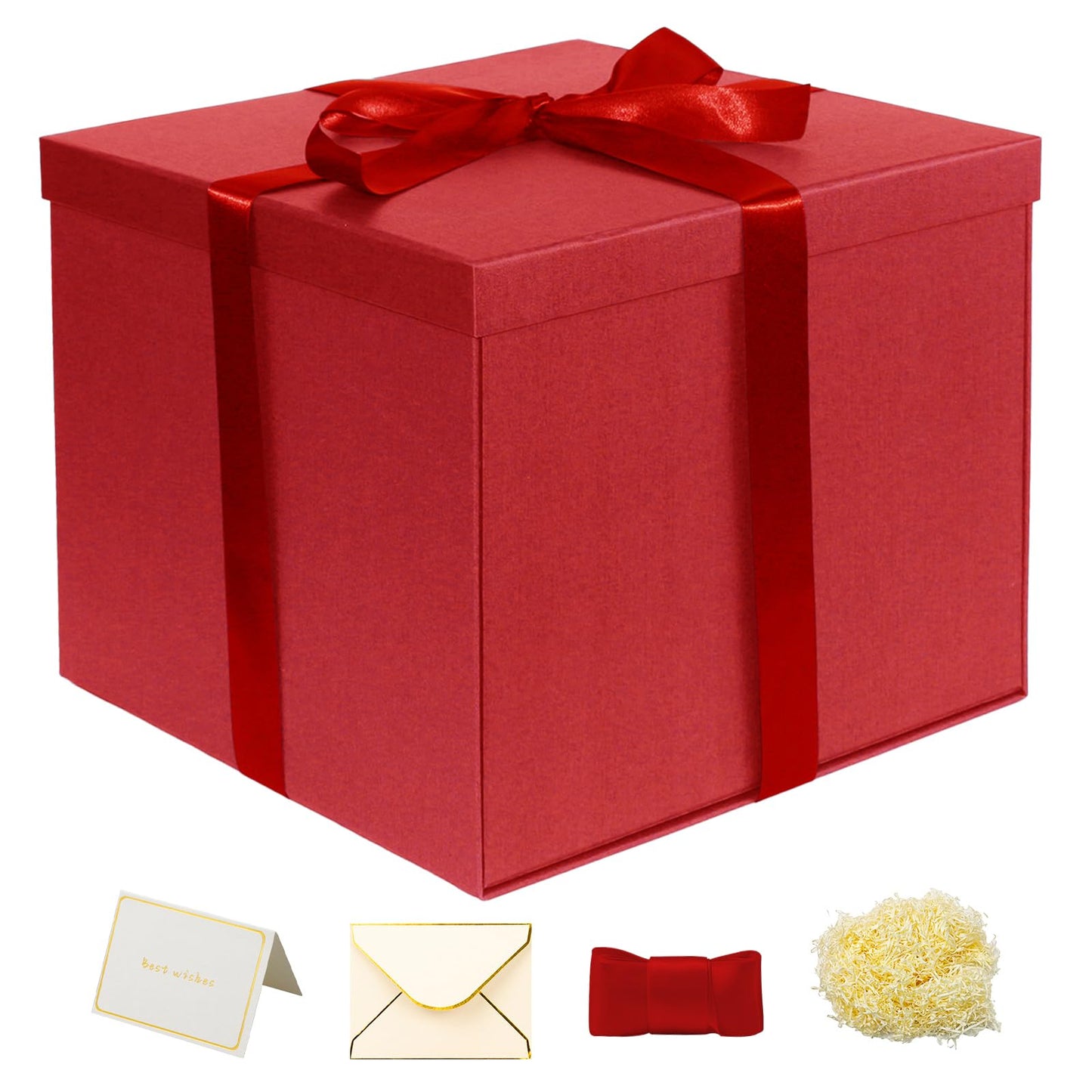 YINUOYOUJIA Large Gift Box 12x12x10 Inches,Red Gift Boxes for presents,Birthday Gift Box,Present box,for Packaging,Valentine's Day,Mother's Day,Christmas,Anniversaries.